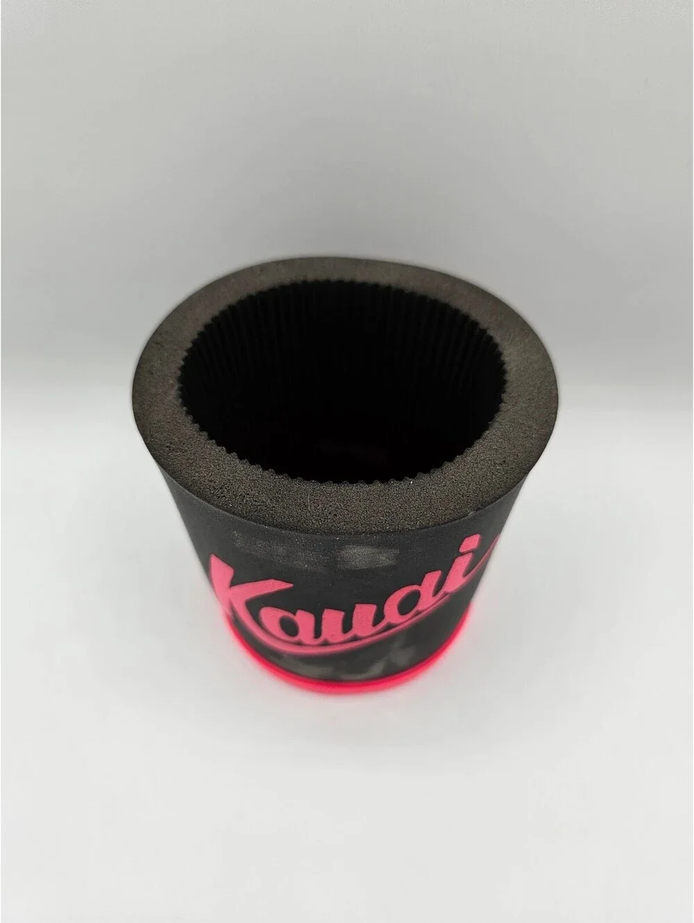 Vintage 1980s Drink Can Koozie Foam Kauai Hawaii Bright Pink Black